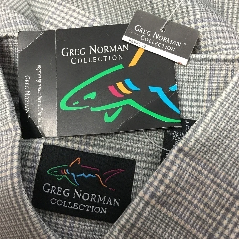 GREG Norman Button Down Collar Dress Golf Casual Shirt Light Green Plaid NWT - Picture 5 of 10